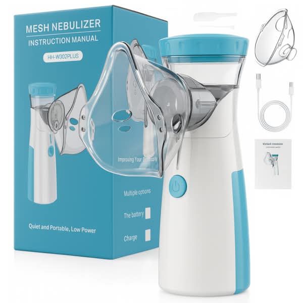 Portable Mesh Nebulizer W-J302 – Quiet, Compact & Fine Mist | One-Button Operation