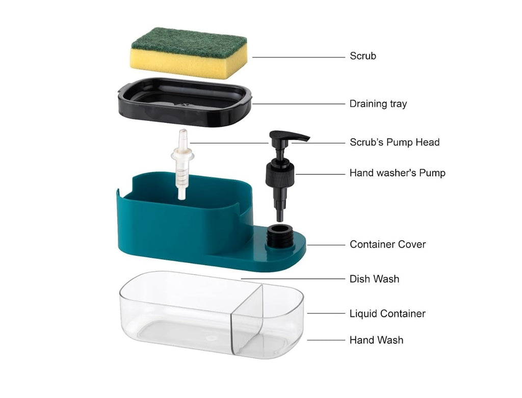 2-in-1 Soap Dispenser & Sponge Holder-Kitchen sink Organizer with Soap Pump