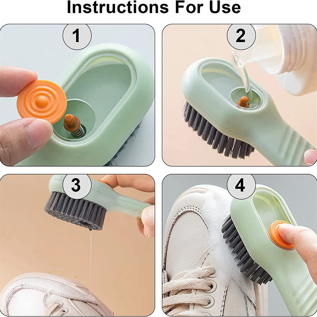 2-in-1 Shoe Cleaning Brush with Built-In Soap Dispenser | Handheld Shoe & Sneaker Scrubber