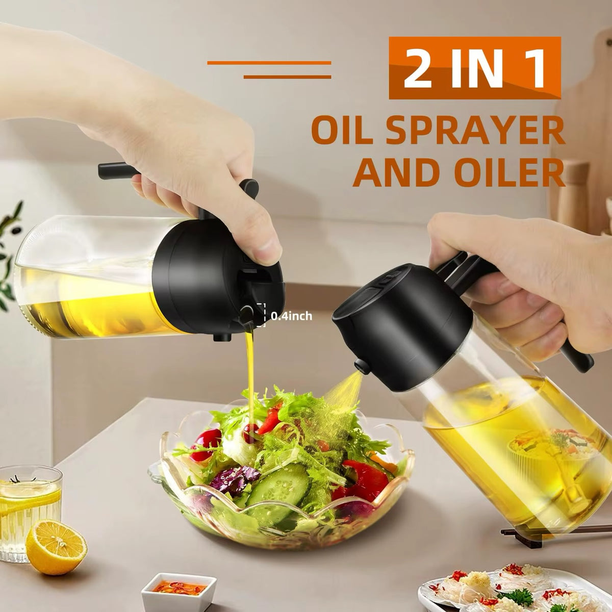Fine Mist Oil Sprayer Bottle – Refillable Cooking Oil Spray Bottle for Kitchen